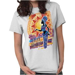Black History Heritage African Queen Womens Graphic T Shirt Tees(White)
