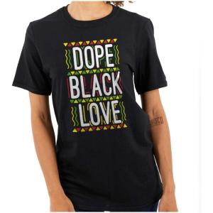 Black History Month Dope Black Love Womens Graphic T Shirt Tees(Black)