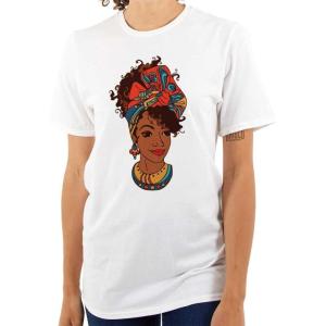 Black Woman Natural Hair Queen Cute Womens Graphic T Shirt Tees(White)