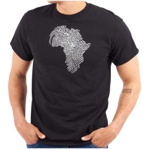 Brisco Brands African Roots Black DNA Thumbprint Graphic T Shirt Men or Women(Black)