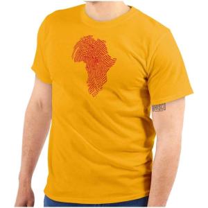 Brisco Brands African Roots Black DNA Thumbprint Graphic T Shirt Men or Women(Gold)