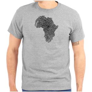 Brisco Brands African Roots Black DNA Thumbprint Graphic T Shirt Men or Women(Sport Grey)