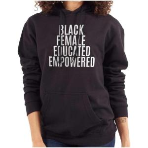 Brisco Brands Black Educated Empowered Feminist Hoodie Sweatshirt Women(Black)