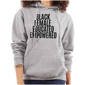 Brisco Brands Black Educated Empowered Feminist Hoodie Sweatshirt Women(Sport Grey)