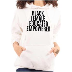 Brisco Brands Black Educated Empowered Feminist Hoodie Sweatshirt Women(White)