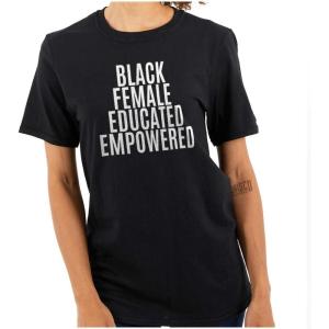 Brisco Brands Black Educated Empowered Feminist Womens Graphic T Shirt Tees(Black)