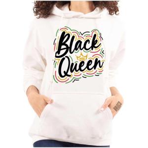 Brisco Brands Black Queen Crown Empowerment Quote Hoodie Sweatshirt Women(White)