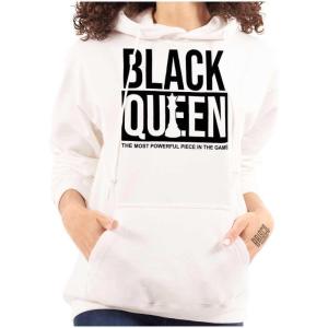 Brisco Brands Black Queen Dope Melanated Feminist Hoodie Sweatshirt Women(White)