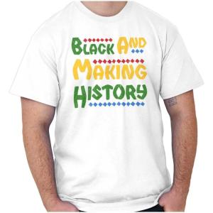Brisco Brands Black and Making History BHM Pride Graphic T Shirt Men or Women(White)