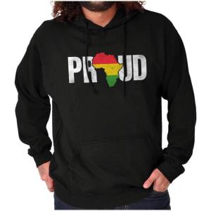 Brisco Brands Black and Proud African Flag BHM Hoodie Sweatshirt Women Men(Black)