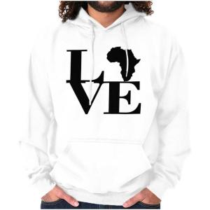 Brisco Brands Love Africa Map Black African Pride Hoodie Sweatshirt Women Men(White)