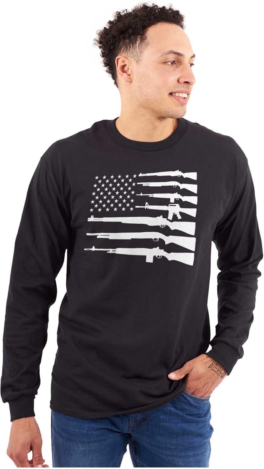 imageAmerican Flag Arms USA Pro 2A Rights Long Sleeve Tshirt Men WomenBlack