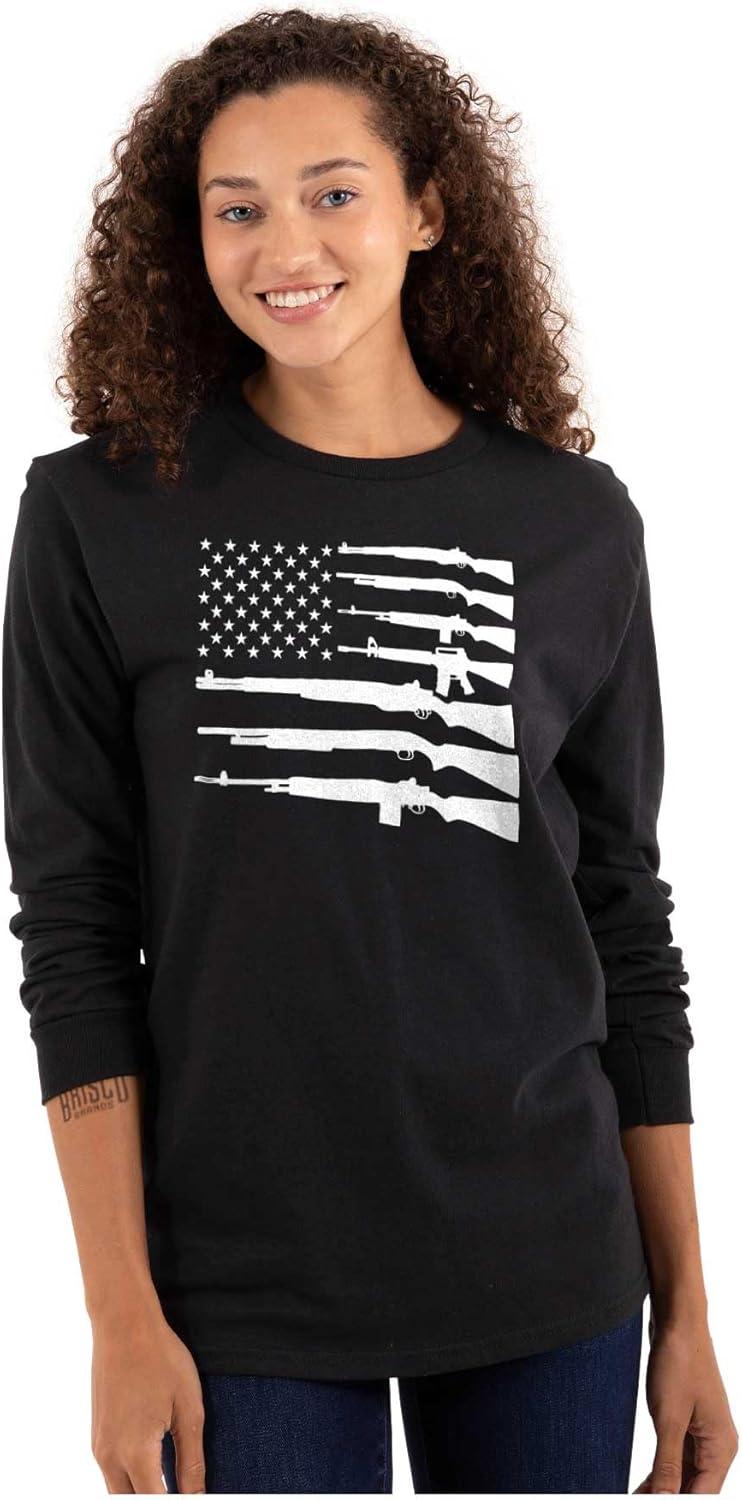 imageAmerican Flag Arms USA Pro 2A Rights Long Sleeve Tshirt Men WomenBlack