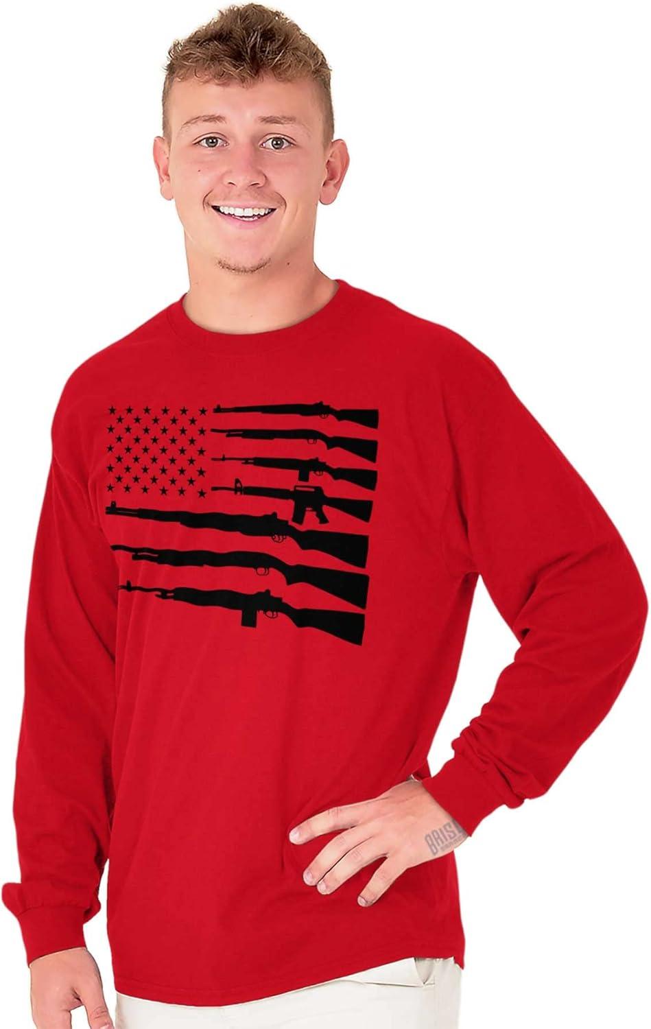 imageAmerican Flag Arms USA Pro 2A Rights Long Sleeve Tshirt Men WomenRed