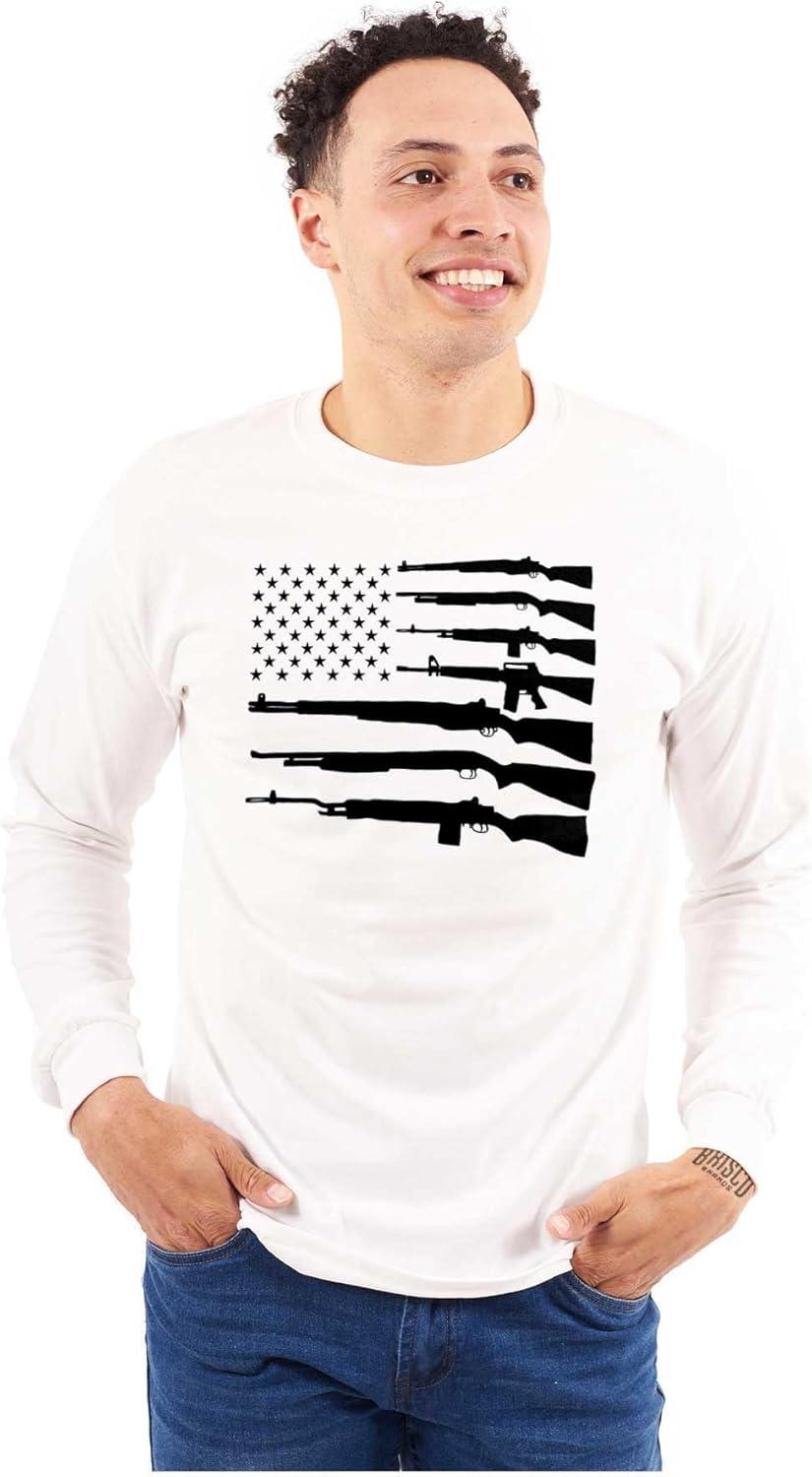 imageAmerican Flag Arms USA Pro 2A Rights Long Sleeve Tshirt Men WomenWhite