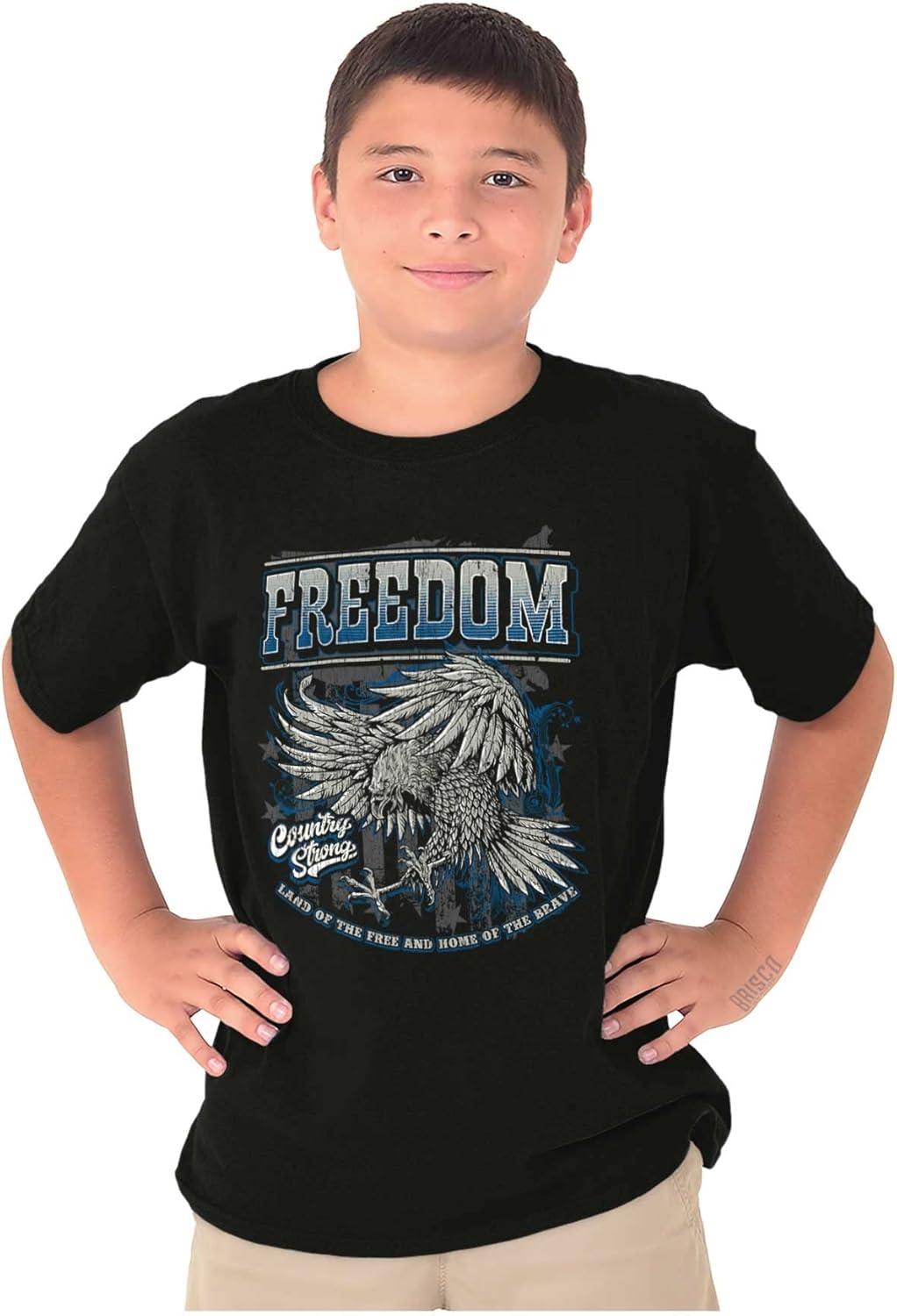 imageAmerican Pride Brave Freedom Eagle Crewneck T Shirts Boy GirlBlack