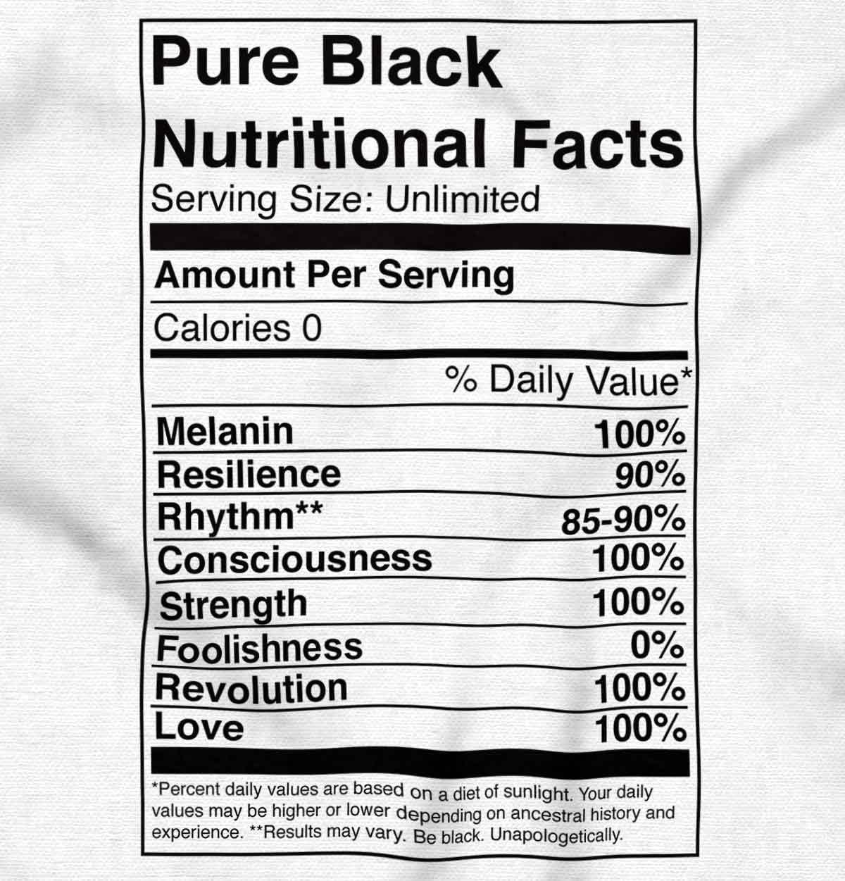 imageBlack Pride Funny Nutrition Facts Graphic T Shirt Men or WomenWhite