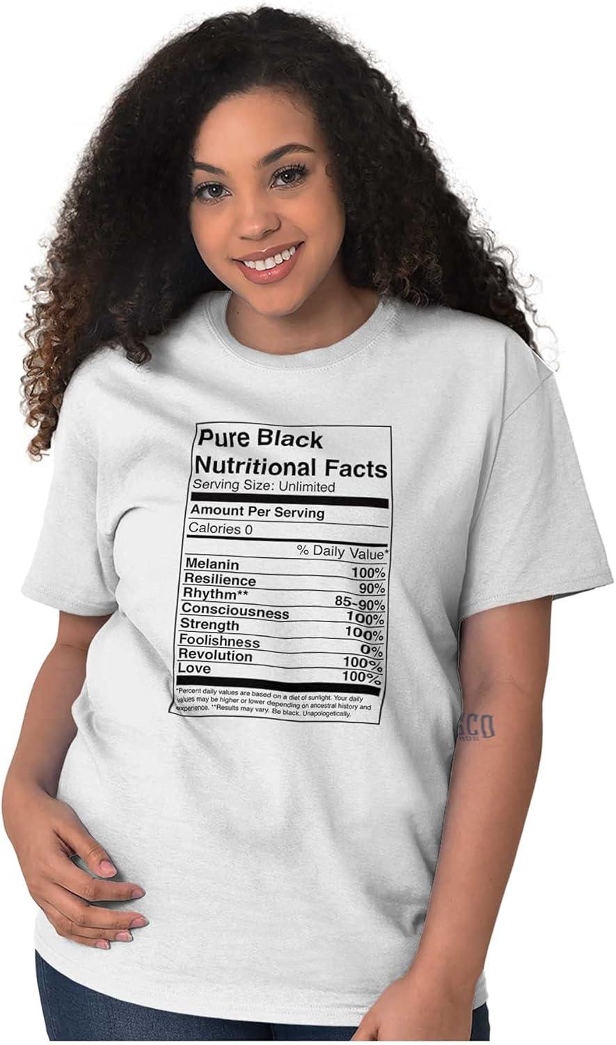 imageBlack Pride Funny Nutrition Facts Graphic T Shirt Men or WomenWhite