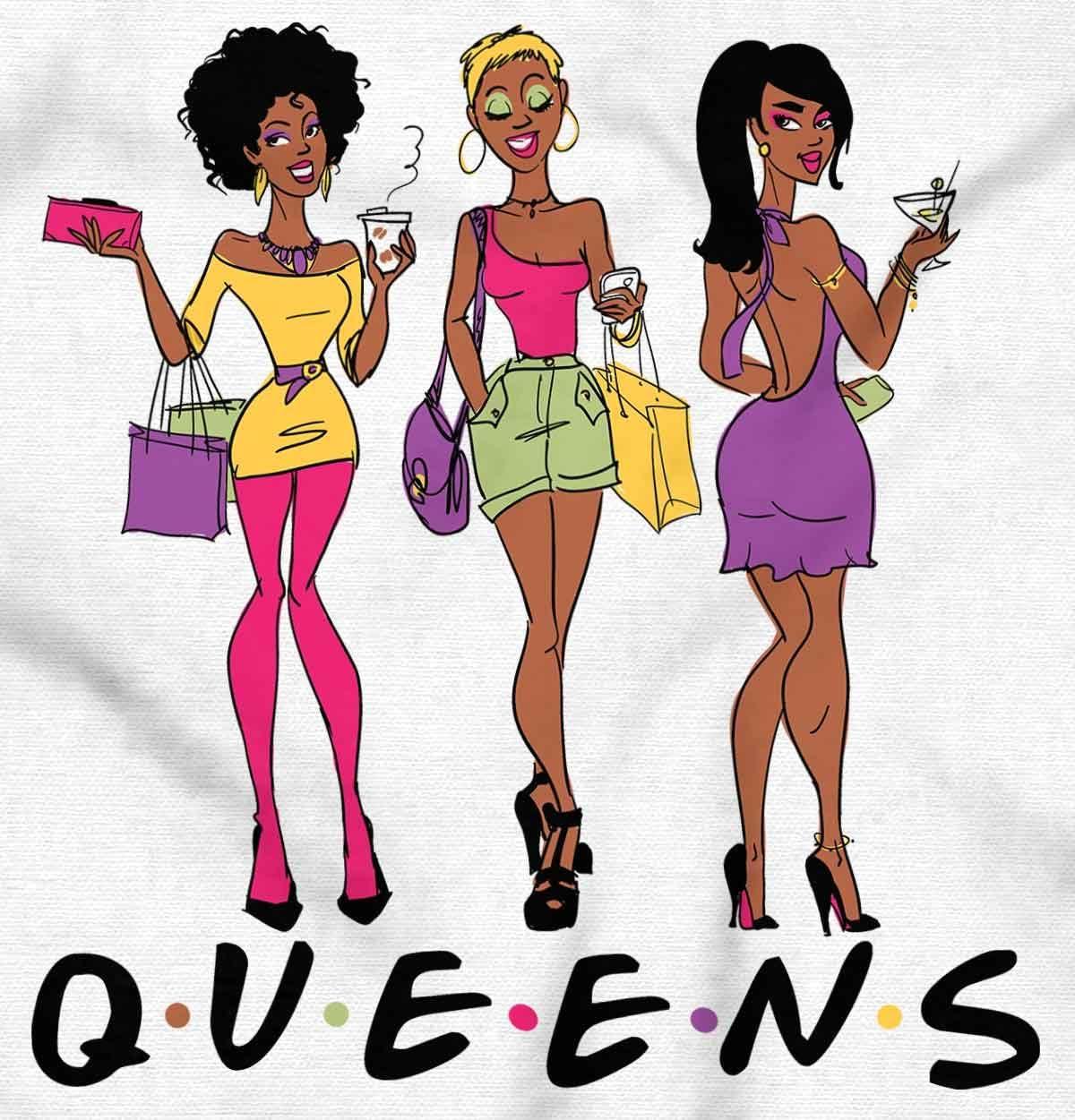 imageBlack Queens African American Besties Womens Graphic T Shirt TeesWhite