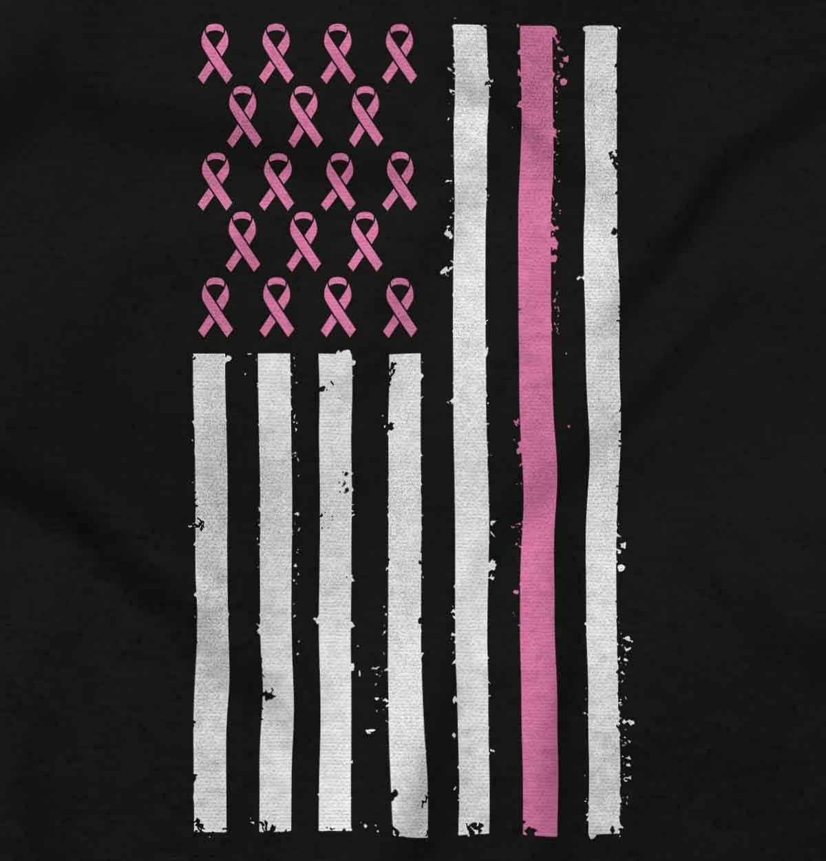 imageBreast Cancer Pink Ribbon USA Flag Women Crewneck SweatshirtBlack