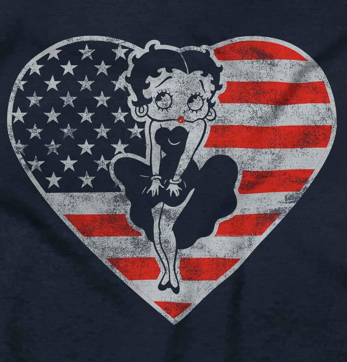 imageBrisco Brands Betty Boop Heart Patriotic Vintage Zip Hoodie Sweatshirt WomenNavy