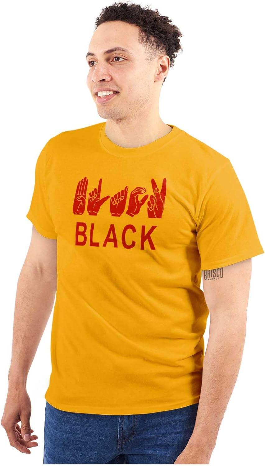 imageBrisco Brands Black ASL American Sign Language Graphic T Shirt Men or WomenGold