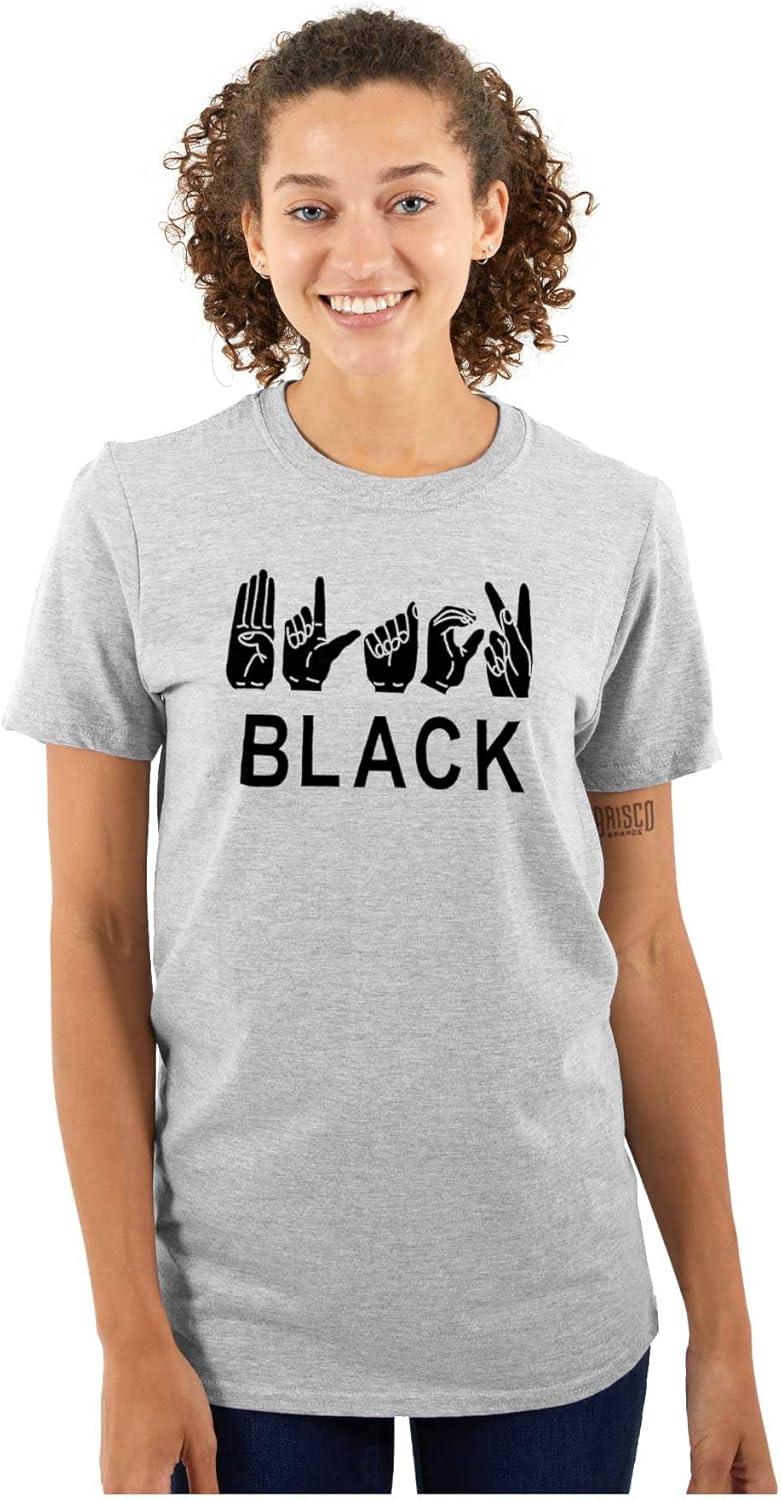 imageBrisco Brands Black ASL American Sign Language Graphic T Shirt Men or WomenSport Grey