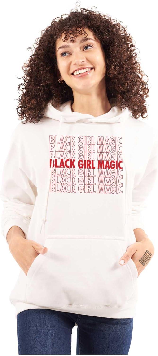 imageBrisco Brands Black Girl Magic Cute Melanin Queen Hoodie Sweatshirt WomenWhite
