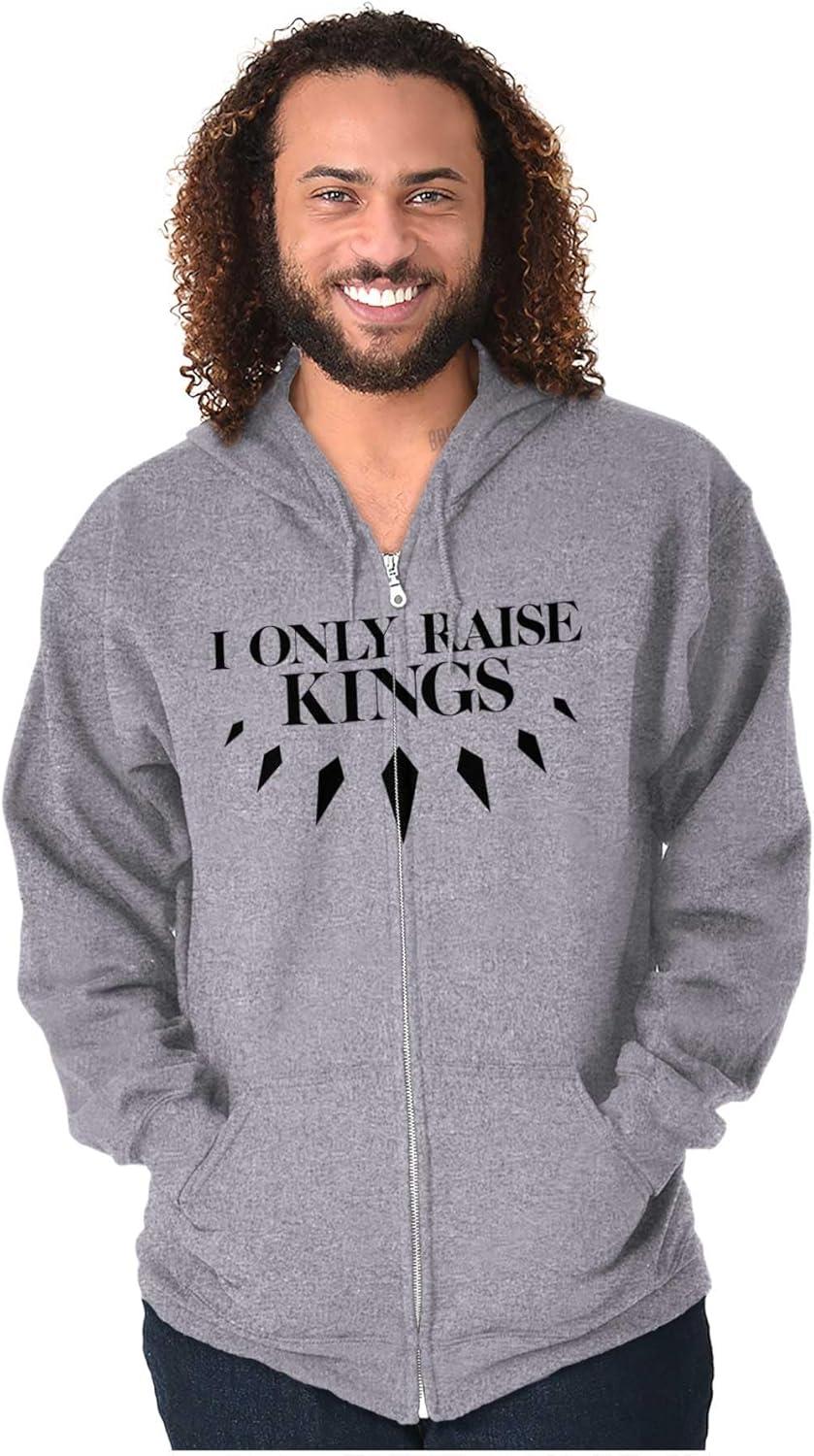 imageBrisco Brands Black Pride I Only Raise Kings Zip Hoodie Sweatshirt WomenSport Grey