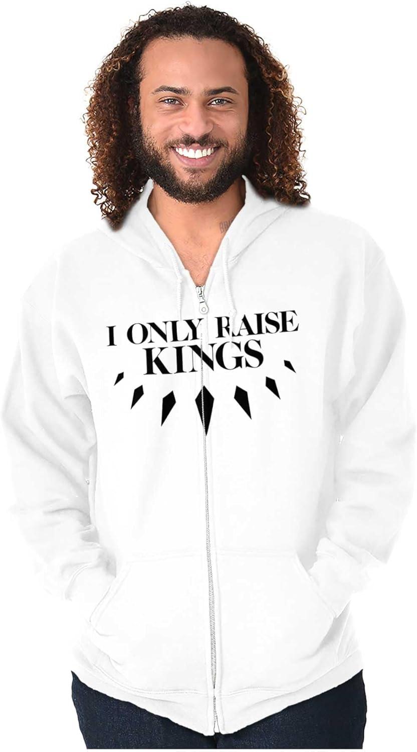 imageBrisco Brands Black Pride I Only Raise Kings Zip Hoodie Sweatshirt WomenWhite