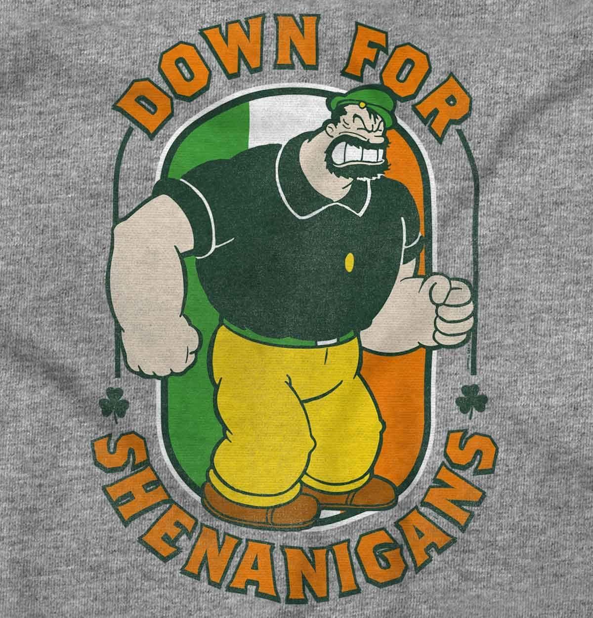 imageBrisco Brands Bluto St Paddys Down For Shenanigans Hoodie Hooded Sweatshirt MenSport Grey