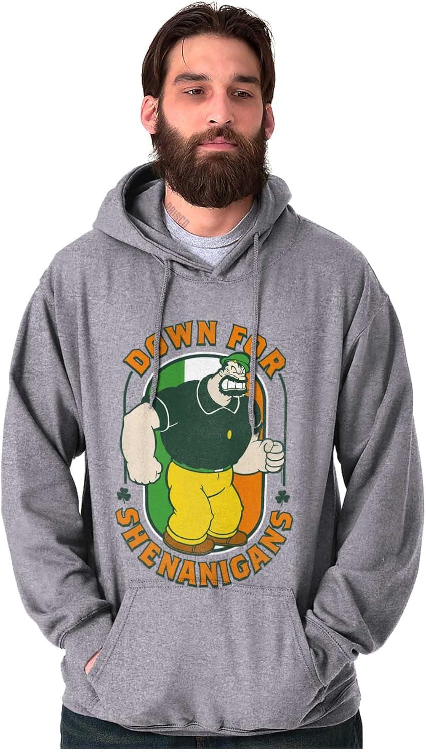 imageBrisco Brands Bluto St Paddys Down For Shenanigans Hoodie Hooded Sweatshirt MenSport Grey