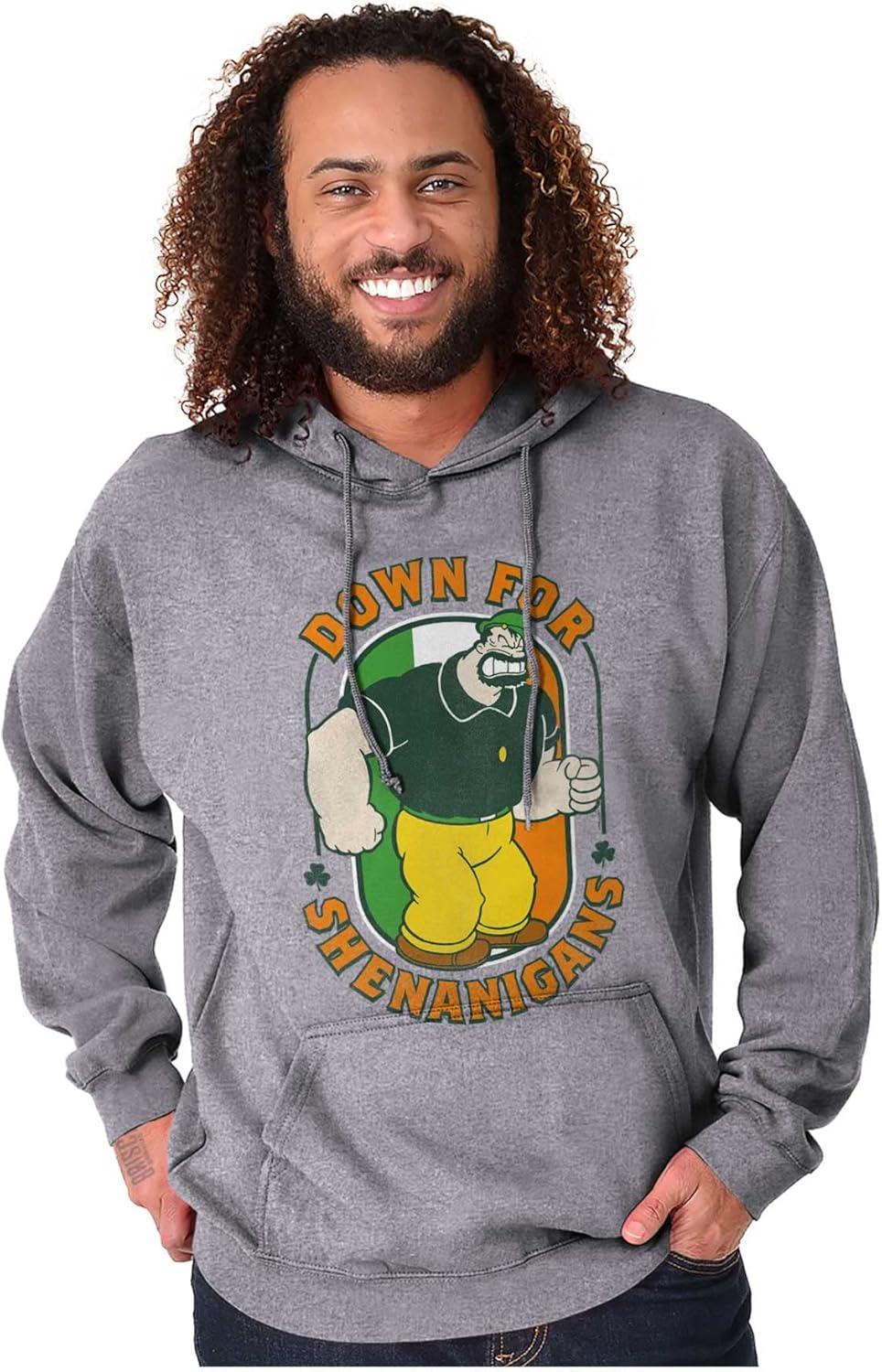 imageBrisco Brands Bluto St Paddys Down For Shenanigans Hoodie Hooded Sweatshirt MenSport Grey