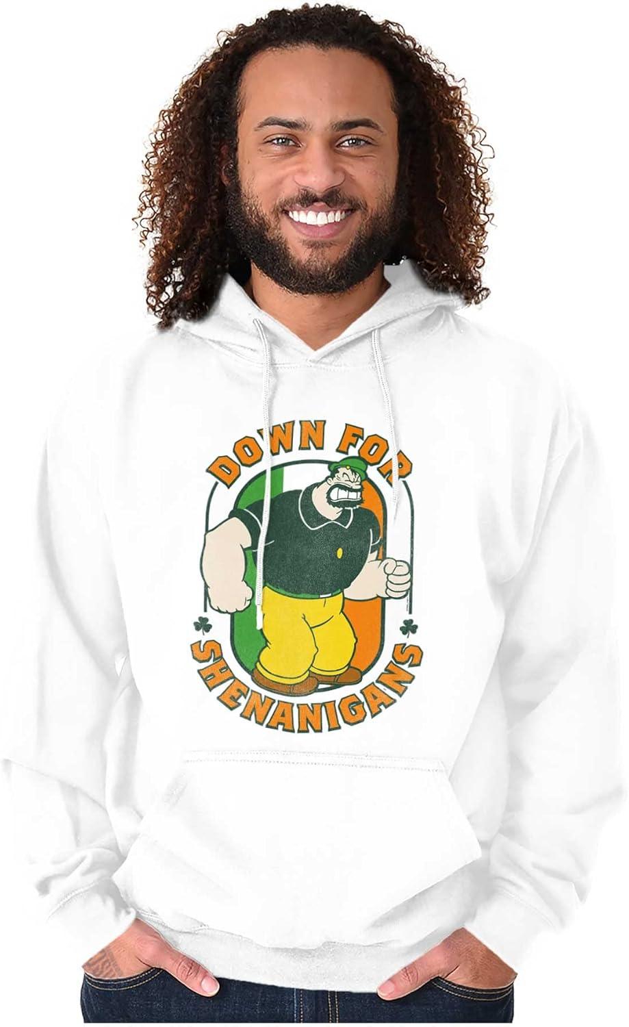 imageBrisco Brands Bluto St Paddys Down For Shenanigans Hoodie Hooded Sweatshirt MenWhite