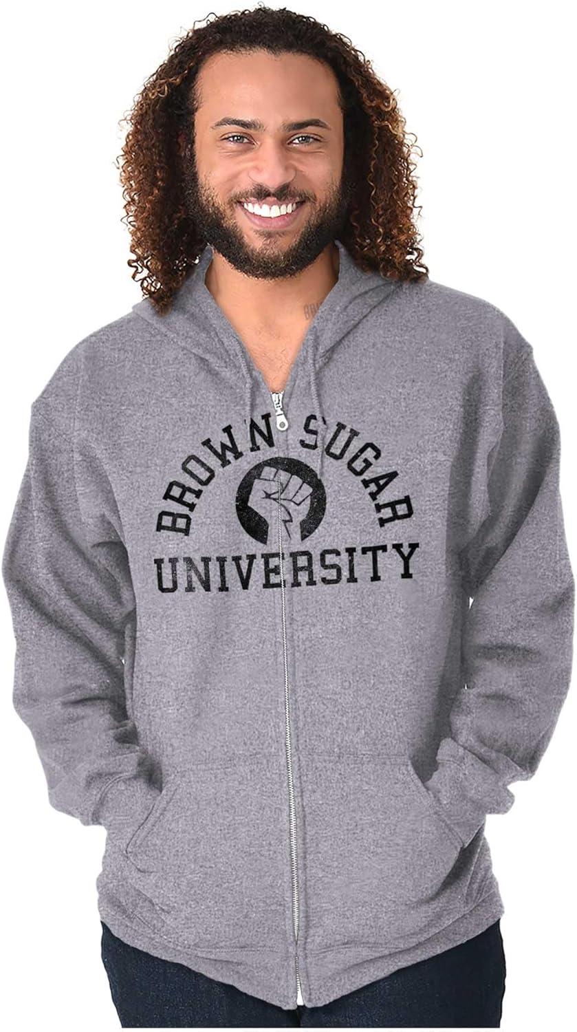 imageBrisco Brands Brown Sugar Cute Black Pride Fist Zip Hoodie Sweatshirt WomenSport Grey