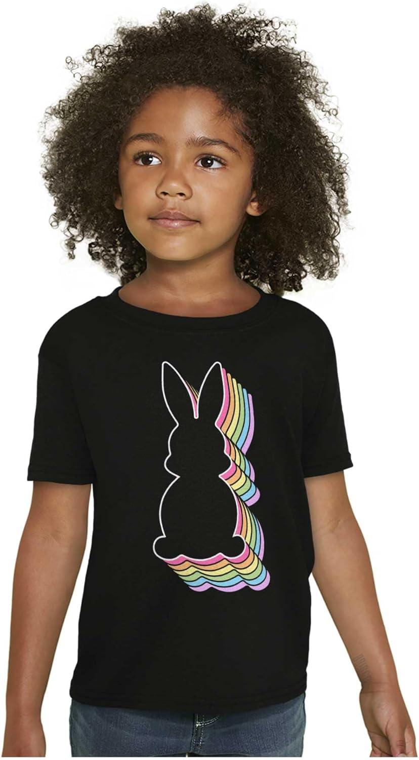 imageBrisco Brands Colorful Easter Bunny Gradient Crewneck T Shirts Boy GirlBlack