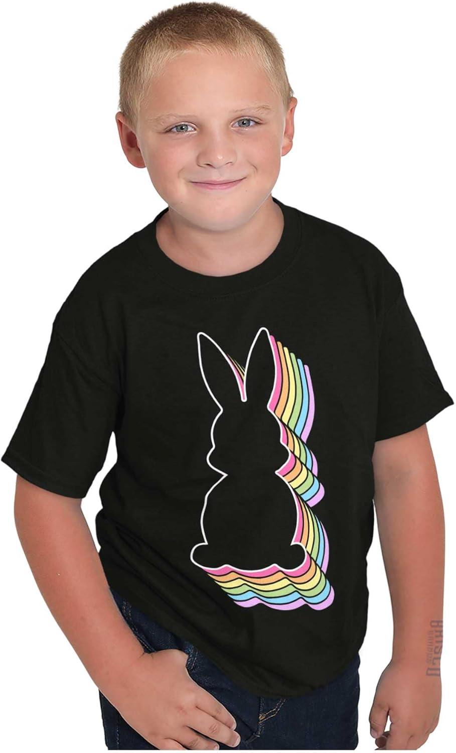 imageBrisco Brands Colorful Easter Bunny Gradient Crewneck T Shirts Boy GirlBlack