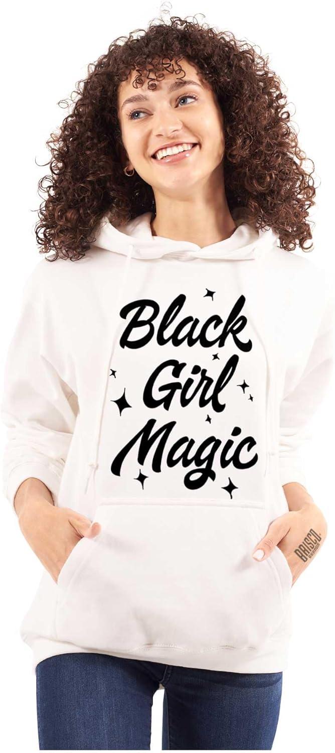 imageBrisco Brands Cute Black Girl Magic Melanin Queen Hoodie Sweatshirt WomenWhite
