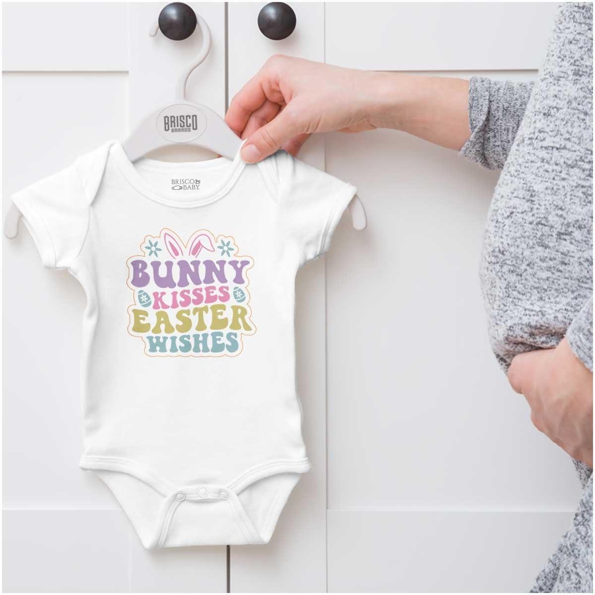 imageBrisco Brands Cute Bunny Kisses Easter Wishes Baby Bodysuit Jumper GirlsWhite