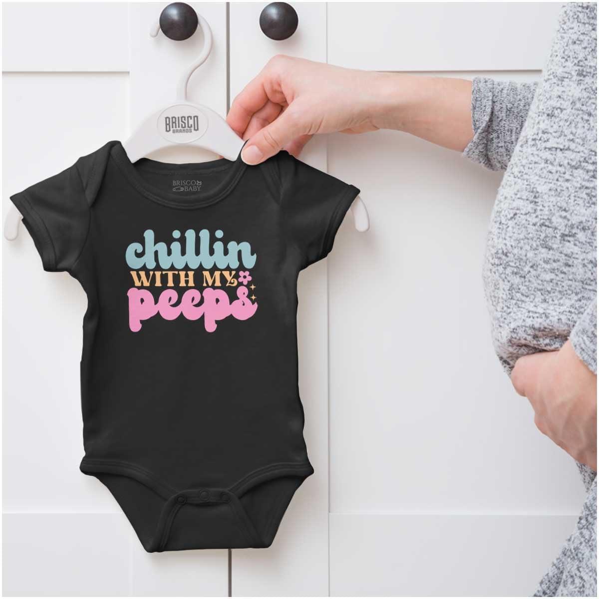 imageBrisco Brands Cute Easter Chillin With My Peeps Baby Bodysuit Jumper GirlsBlack