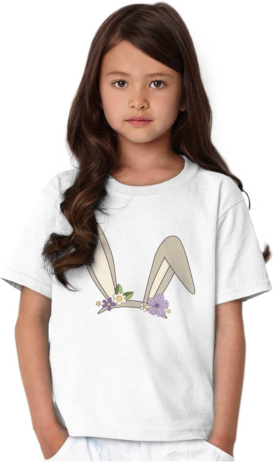imageBrisco Brands Easter Bunny Ears Flower Crown Girls Kids T Shirt TeesWhite