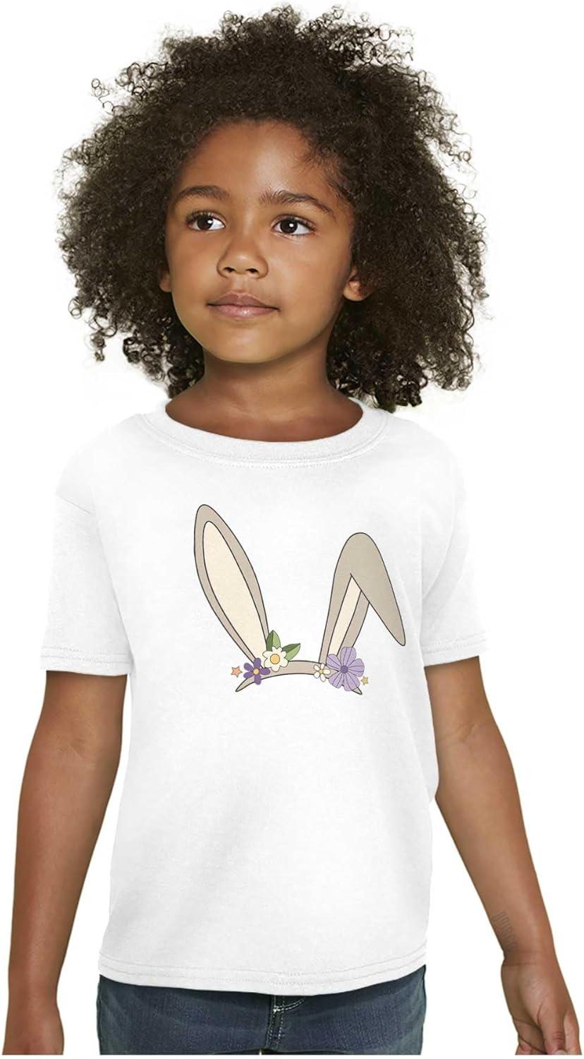 imageBrisco Brands Easter Bunny Ears Flower Crown Girls Kids T Shirt TeesWhite