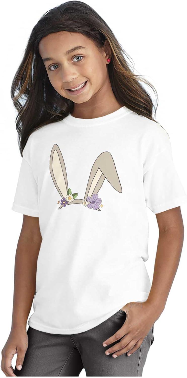 imageBrisco Brands Easter Bunny Ears Flower Crown Girls Kids T Shirt TeesWhite