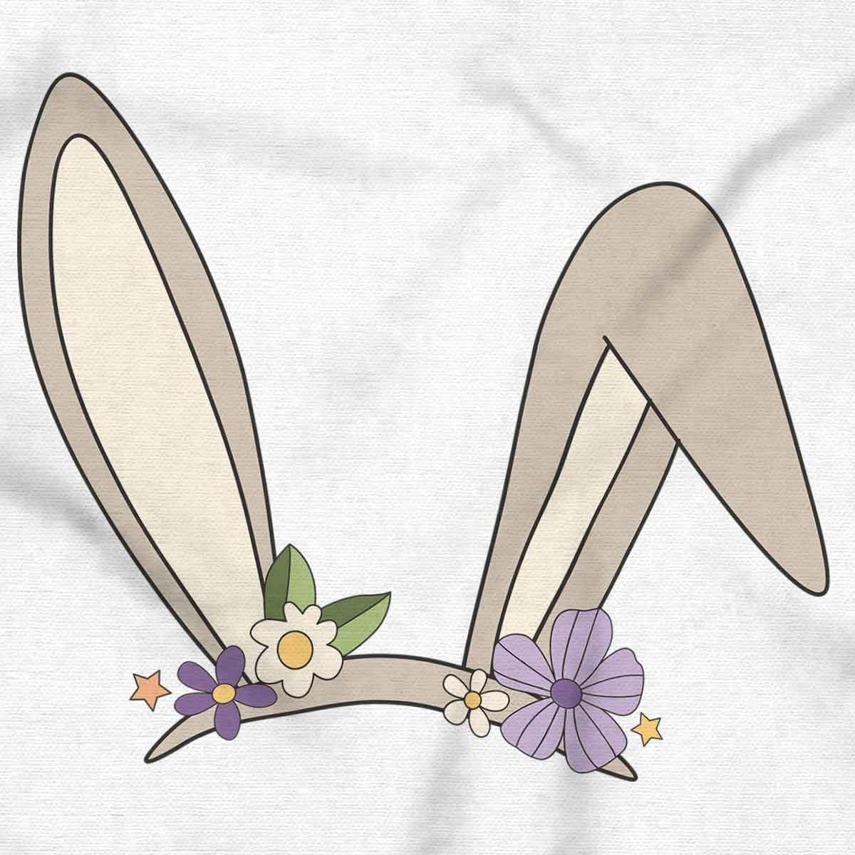imageBrisco Brands Easter Bunny Ears Flower Crown Womens Slim Fit Graphic TeeWhite