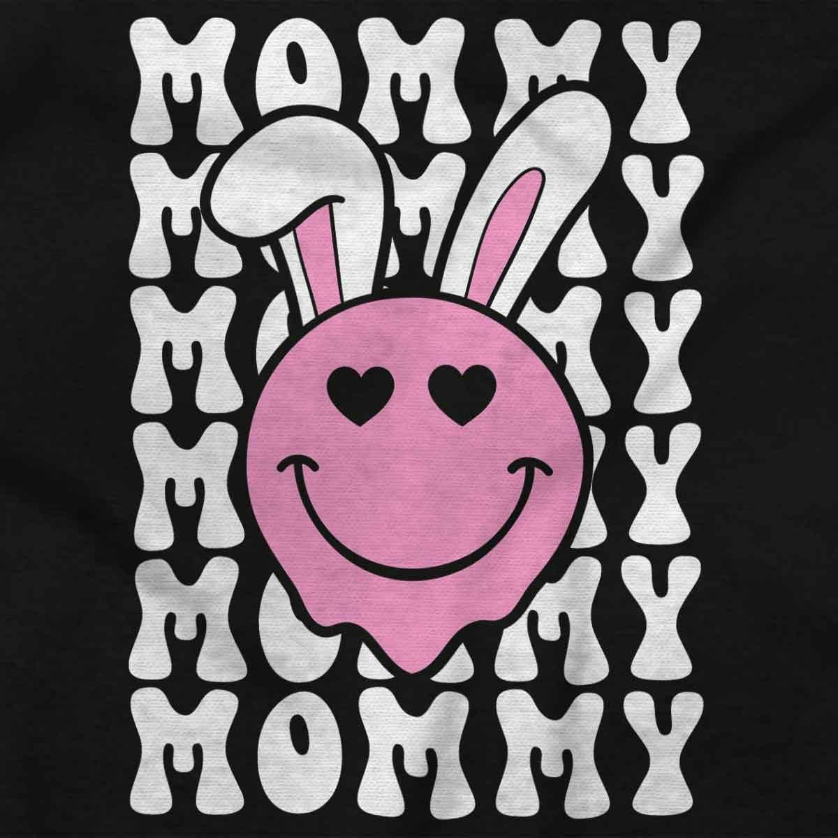 imageBrisco Brands Easter Bunny Mommy Heart Eyes Smile Womens Graphic T Shirt TeesBlack