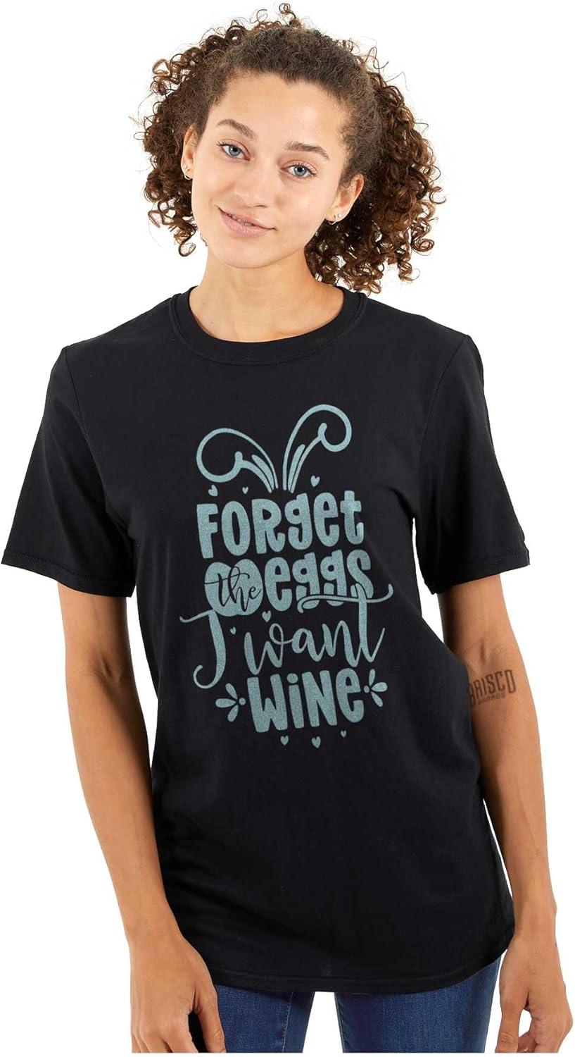 imageBrisco Brands Easter Forget The Eggs I Want Wine Womens Graphic T Shirt TeesBlack