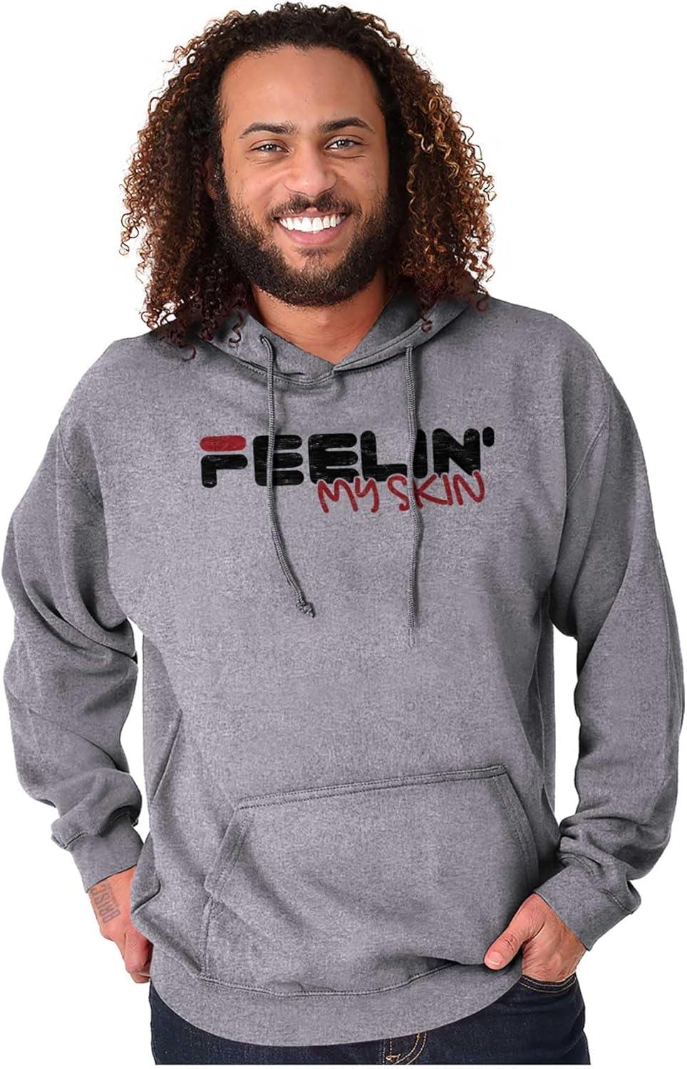 imageBrisco Brands Feelin My Skin Melanin Black Pride Hoodie Sweatshirt Women MenSport Grey