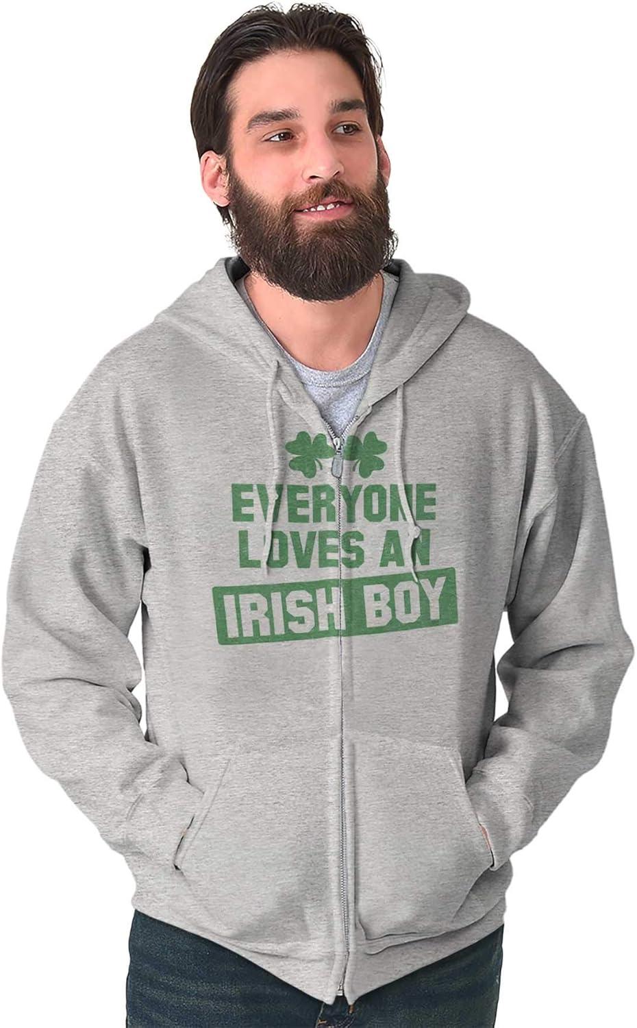 imageBrisco Brands Funny Saint Patricks Day Irish Boy Zip Hoodie Sweatshirt MenSport Grey