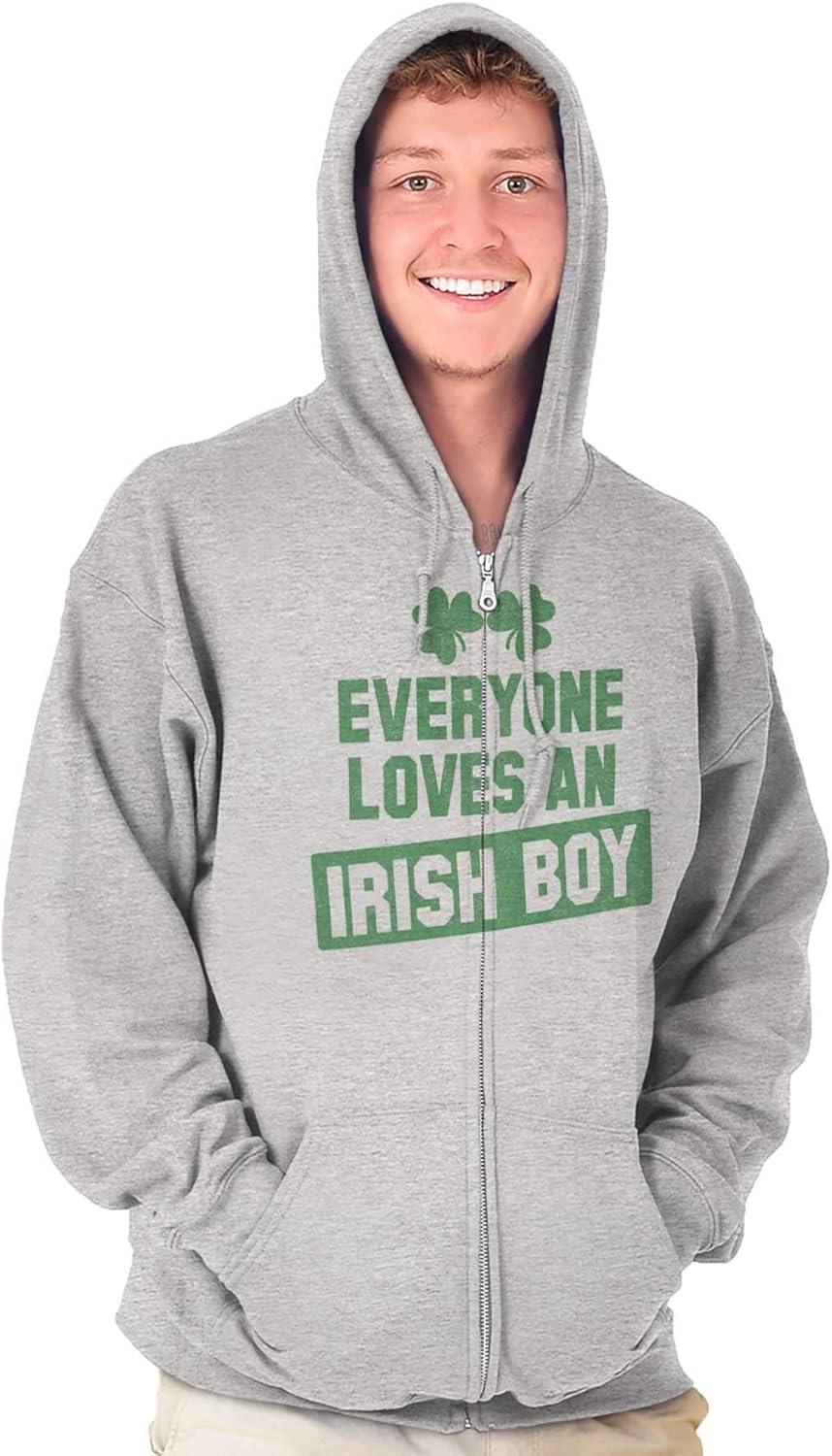 imageBrisco Brands Funny Saint Patricks Day Irish Boy Zip Hoodie Sweatshirt MenSport Grey