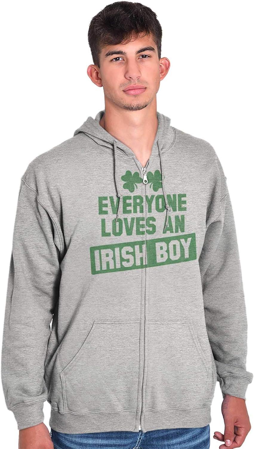 imageBrisco Brands Funny Saint Patricks Day Irish Boy Zip Hoodie Sweatshirt MenSport Grey